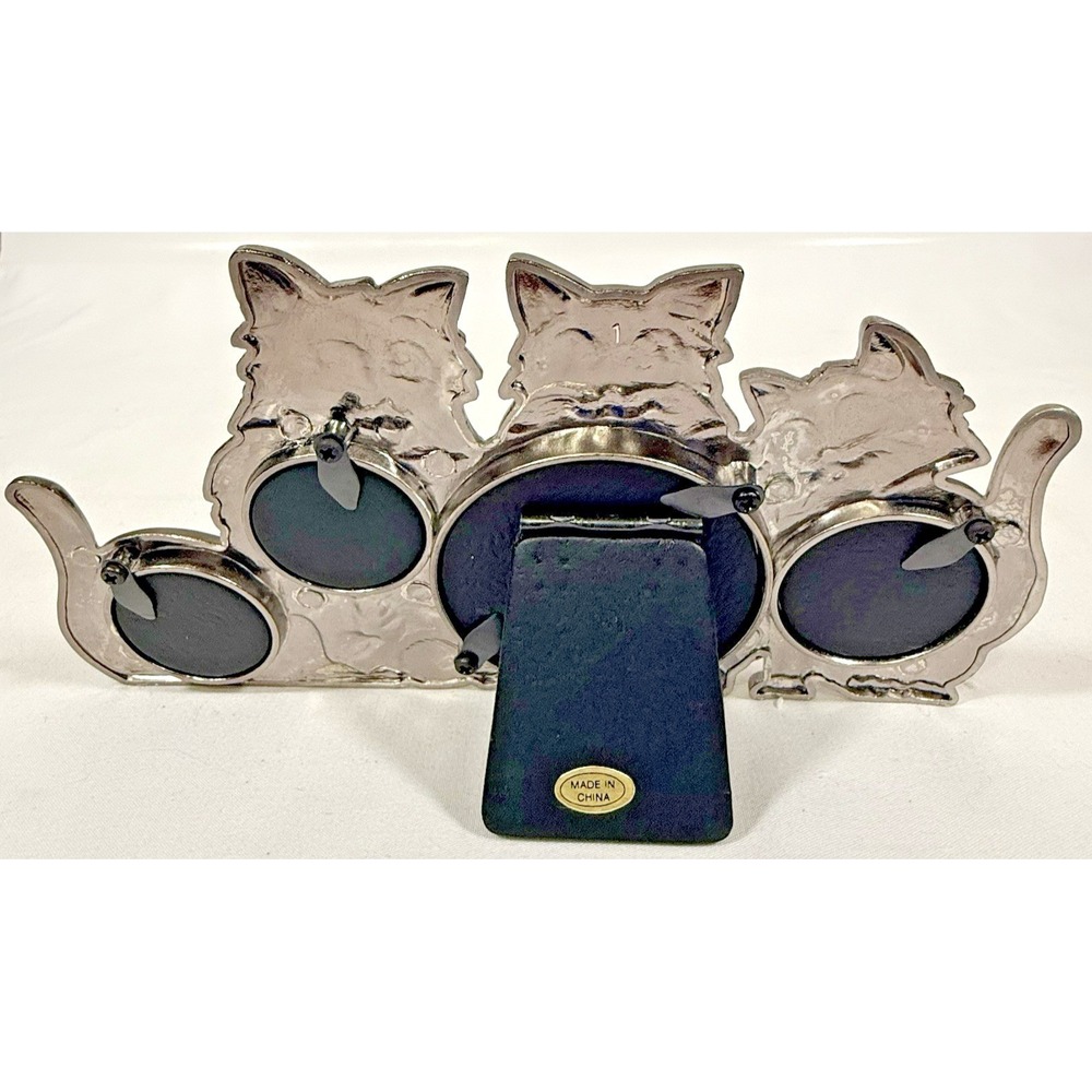 ABC Distributing Cat Collage Photo Frame Pewter Silver 4 Openings Whimsical 8in - Picture 5 of 15
